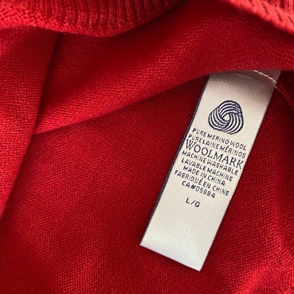 TABI  Red Virgin Wool Mock Neck Top Sleeveless Pullover Sweater Shell Sz L - Picture 12 of 14